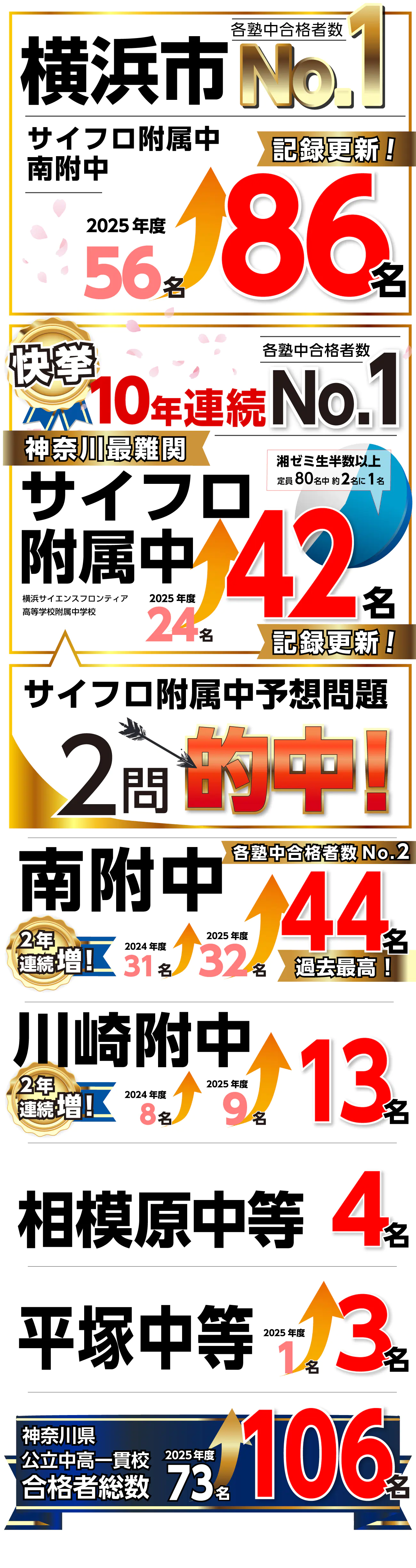 2026年度 公立中高一貫校の合格実績